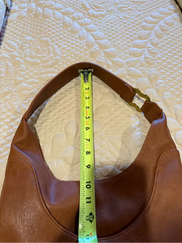 Antik Kraft Cognac Brown Vegan Leather Slouchy Hobo Bag - Image 13