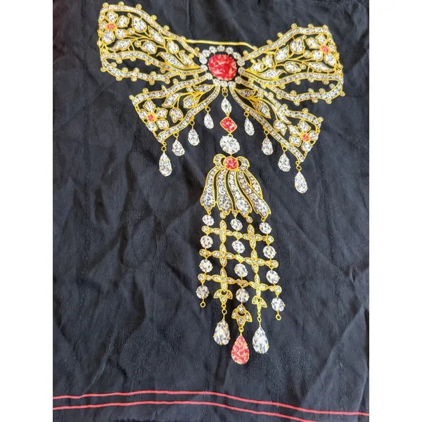 Cartier Gemstone Motif Silk Square Scarf Luxury Jewelry Print Red Gold - Image 4