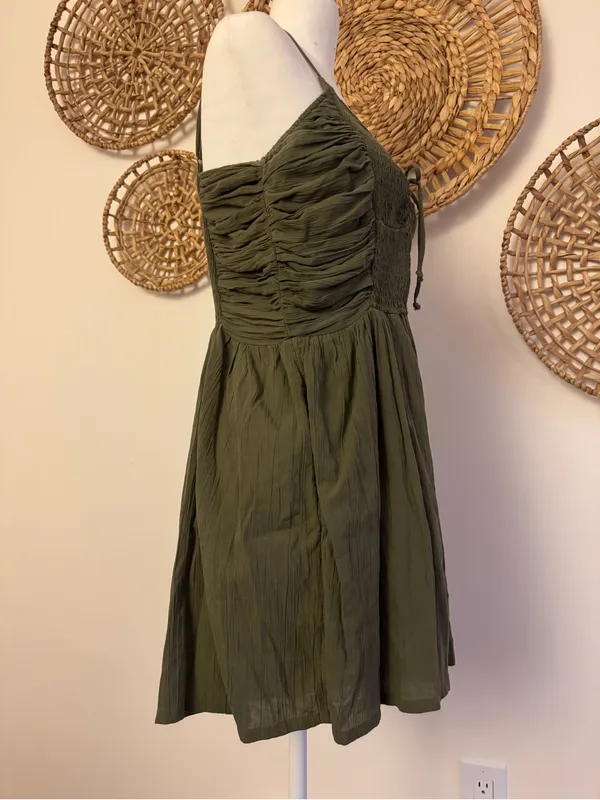 Olive Green Smocked Tie - Image 2