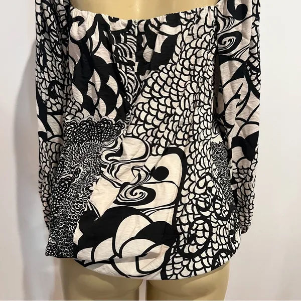 Alexis Ellora Mini Dress Sz L Black Cream Long Sleeves Belted - Image 6