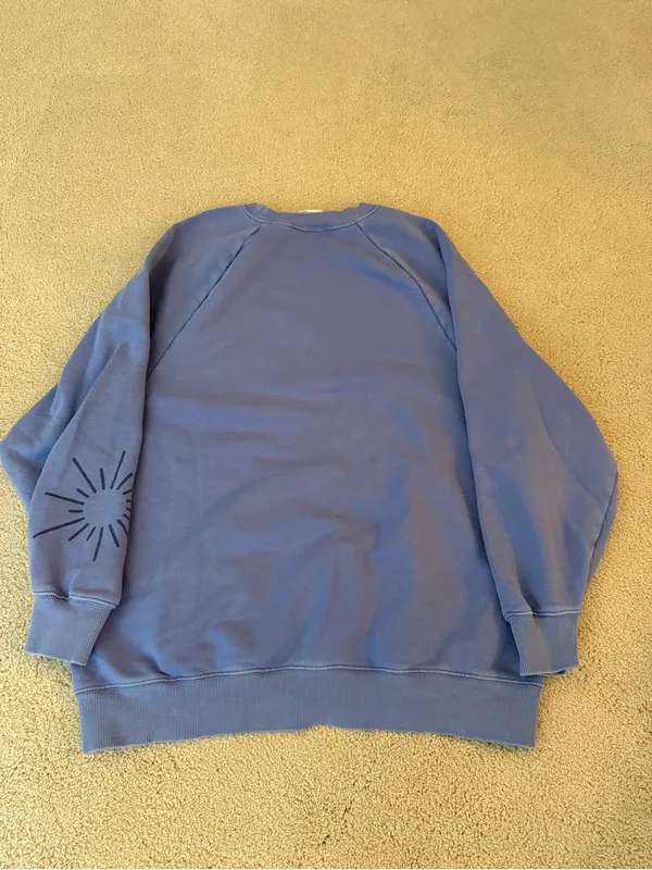 aerie Blue Pullover Sweatshirt with Sun Sleeve Detail - Image 2