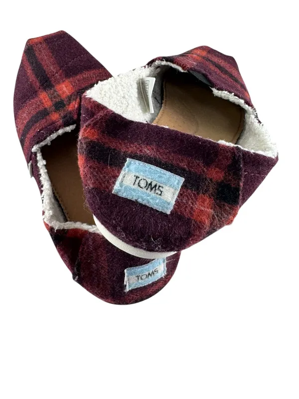 TOMS Burgundy and Red Plaid Slip-On - Image 3