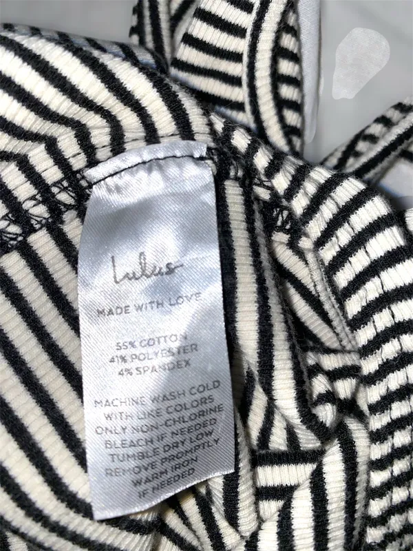 Lulus Bodysuit Sleeveless Striped White Sheer Small - Image 5