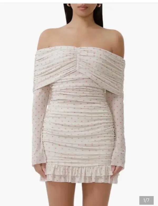 AFRM Nordstrom Dress Polka Dot Mini Pink - Image 3