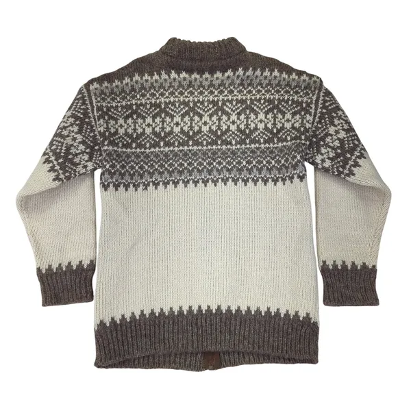 Vintage Rapaki Mahana Pure‎ Wool Cardigan Women's Medium NZ Brown Cream Knitwear - Image 2