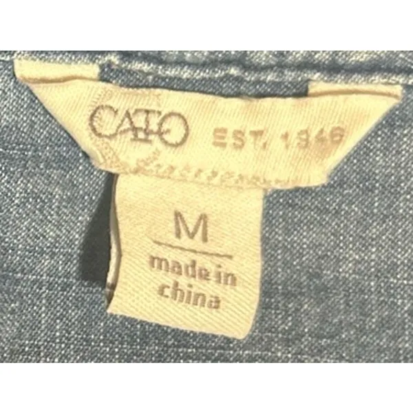 Cato Women's Denim Blue‎ Long Sleeve Pearl Snap Button Shirt Size M - Image 3