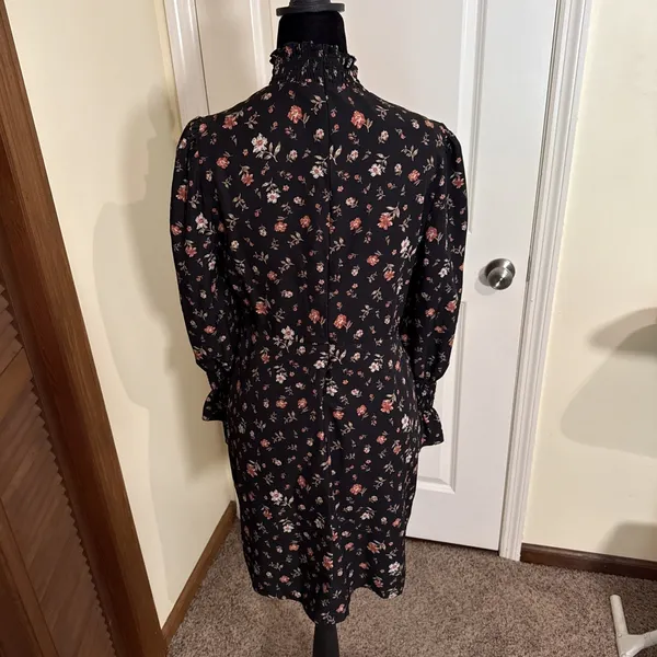 Caara Edita Black Floral Long Sleeve Sheath Dress Size Large Boho Beach Cowgirl - Image 5
