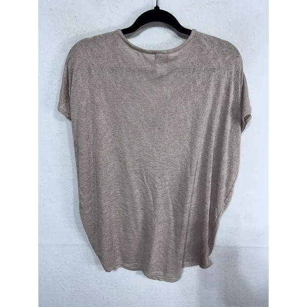 Bobeau‎ XL Tan Crochet Lace V-Neck Top Women's Boho Tassel Short Sleeve - Image 2