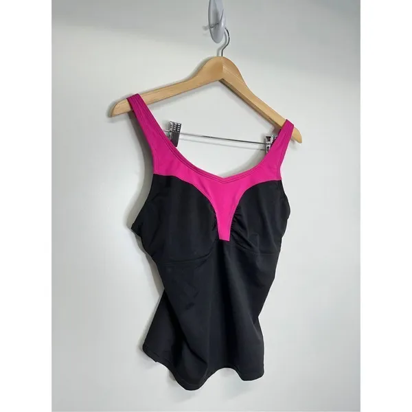 ‎Speedo Fitness Hydro Bra Tankini Pink/Black Size 10 - Image 2
