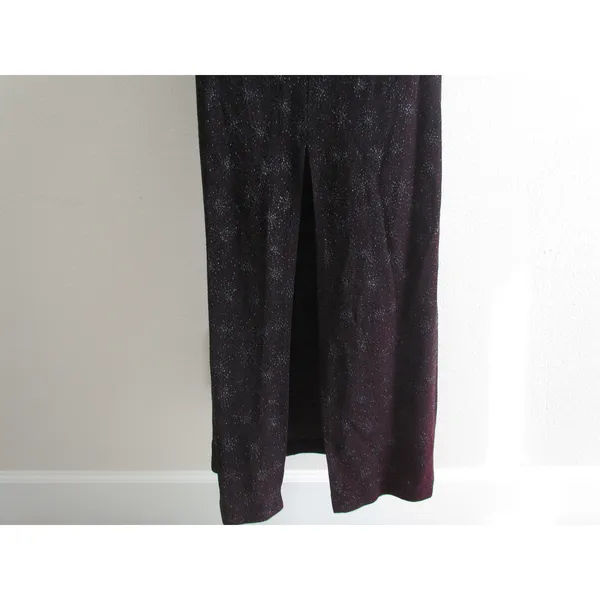 Bari Jay Maxi Dress‎ XS Burgundy Glitter Open Back Rhinestone 90s Vintage Gown - Image 5