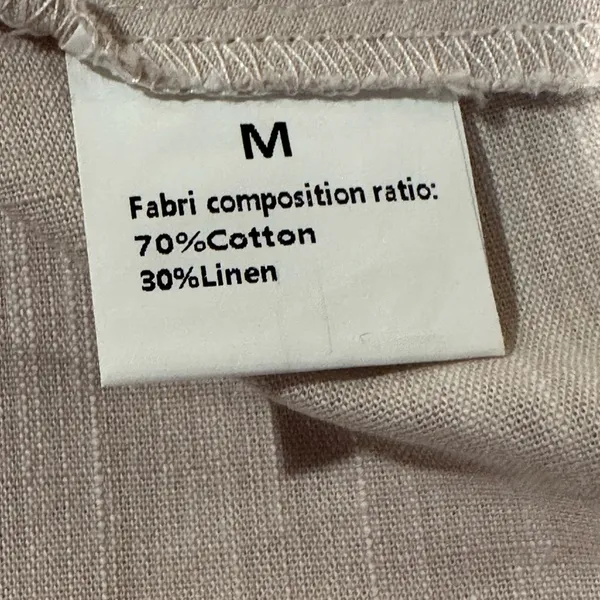 Sleeveless Beige‎ Cotton Linen Ruffle Hem Shirt Dress M NWT Pockets Chic - Image 9