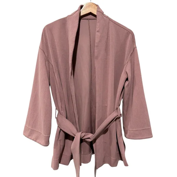 Lululemon Ribbed Softstreme Belted Wrap Robe Size 4 Twilight Rose Pink Cardigan - Image 2
