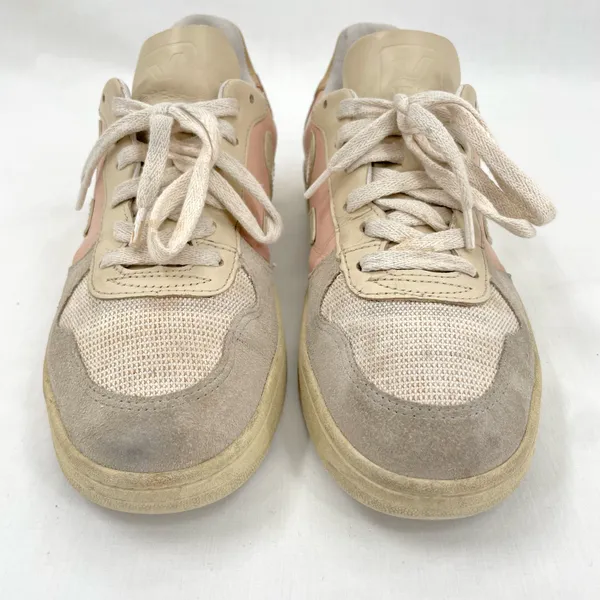 VEJA V-10 Multico Nude Colorblock Sneakers Suede Leather Pink Blue Cream Size 8 - Image 4