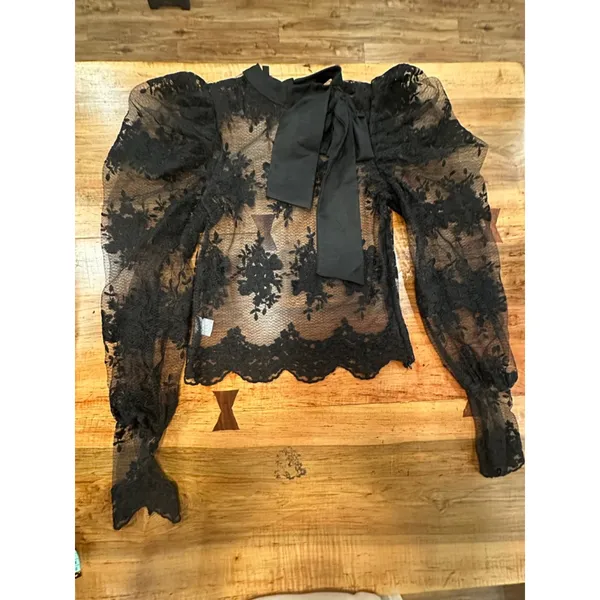 Women's EillyBazar Black Lace Blouse M Size M - Image 13