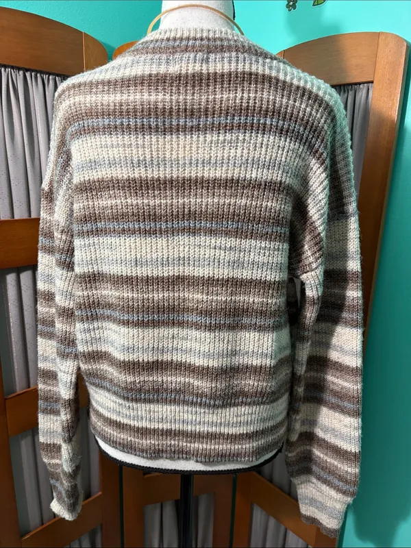 a.n.a Striped Crewneck Sweater in Brown, Cream, and Light Blue - Image 7