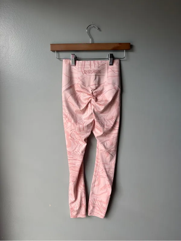 Gymshark Pink Abstract Print High Waisted Leggings Size XS - Image 5
