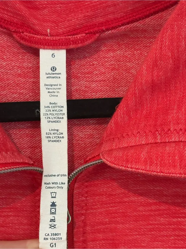Lululemon Daily Yoga Jacket Reversible Slub Denim Love Red Size 6 RARE - Image 4