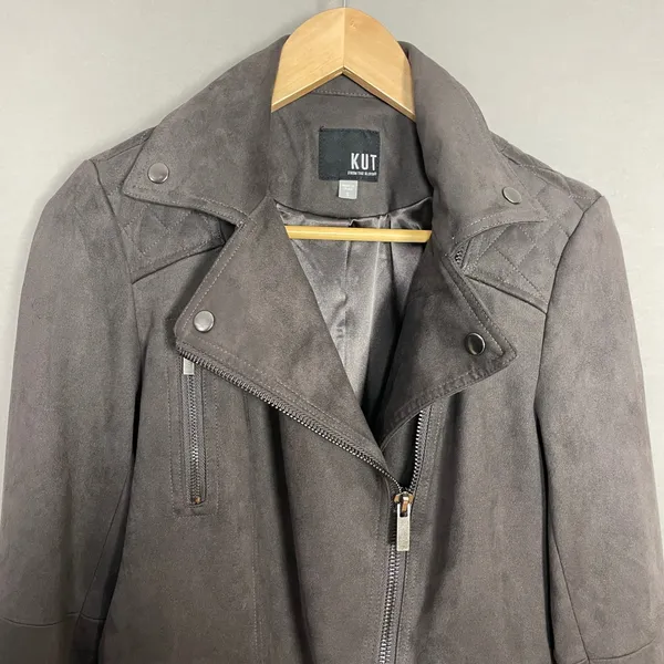 Kut from the Kloth Faux Suede Moto Jacket Women Size Zip-Up Motorcycle - Image 3