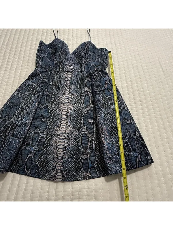 Lovers + Friends Blue Snakeskin Print Mini Cocktail Dress Strapless Sz S Small - Image 2