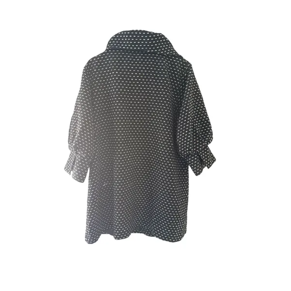 Hazel Womens Black White Twee Coquette Academia Button Front Pea Coat‎ Size M - Image 2
