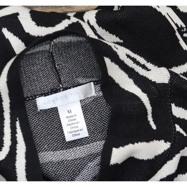 NWT London Times Mockneck Short Sleeve Mini Sweater Dress Black / White Hearts M - Image 8