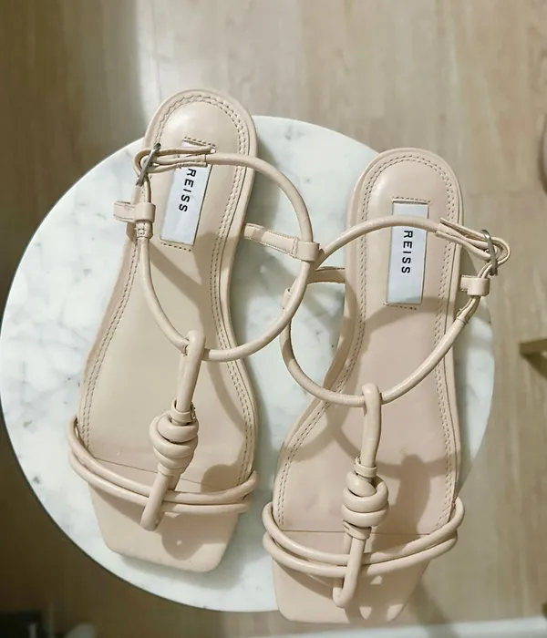 Reiss Bacton nude strappy flat leather sandals - Image 4