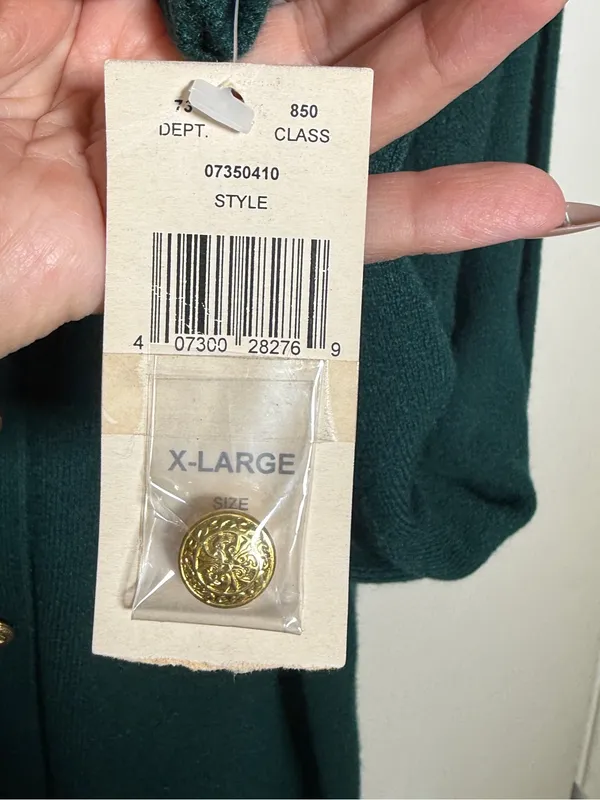 Signature Expressions Vintage Women's Dark Green Button-Up Sweater XL - NWT - Image 4