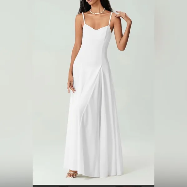 Elegant White Spaghetti Strap Maxi Dress Size XXL - Image 2