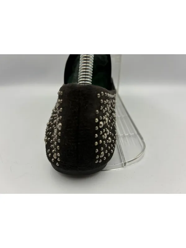 Blue Suede Shoes Womens Black Studded Flats Size 10 Sparkly Comfortable Slip-On - Image 7