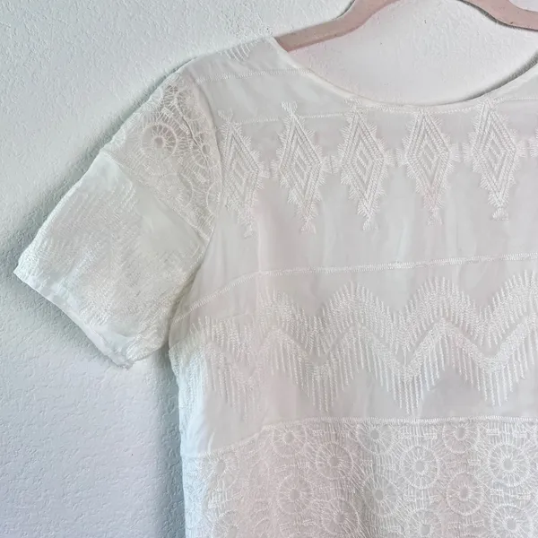 Abercrombie Fitch White Lace Embroidered Mini Dress S Boho Cottagecore‎ Summer - Image 3