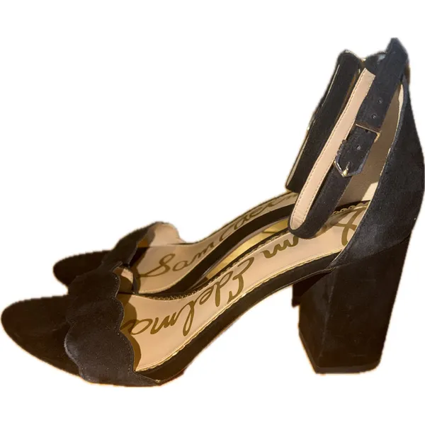 Sam Edelman Odila Womens Sandals Black Scalloped Ankle Strap Heel 10M - Image 4