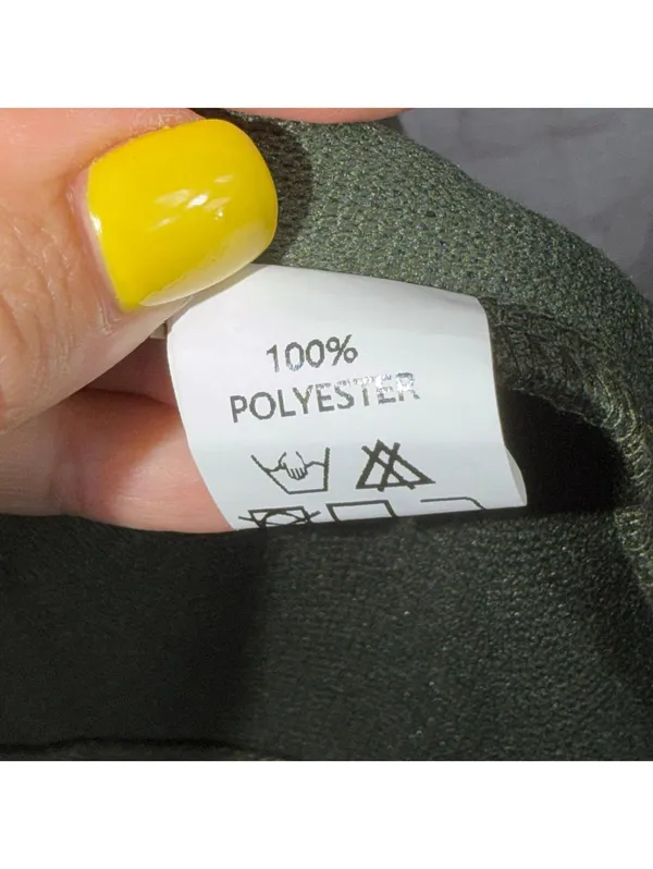 Women’s Olive Green Long Fleece Coat Jacket Size Large Button Front - Image 7