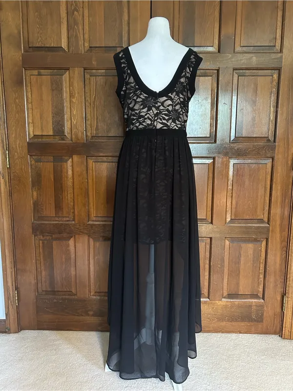 Nightway Size 10 Black Lace Hi-Lo Dress Whimsigoth Fairy Cocktail Sleeveless‎ - Image 5