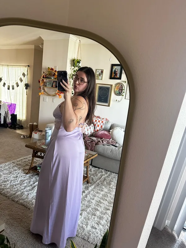 Peppermayo Purple Satin Dress - Image 4