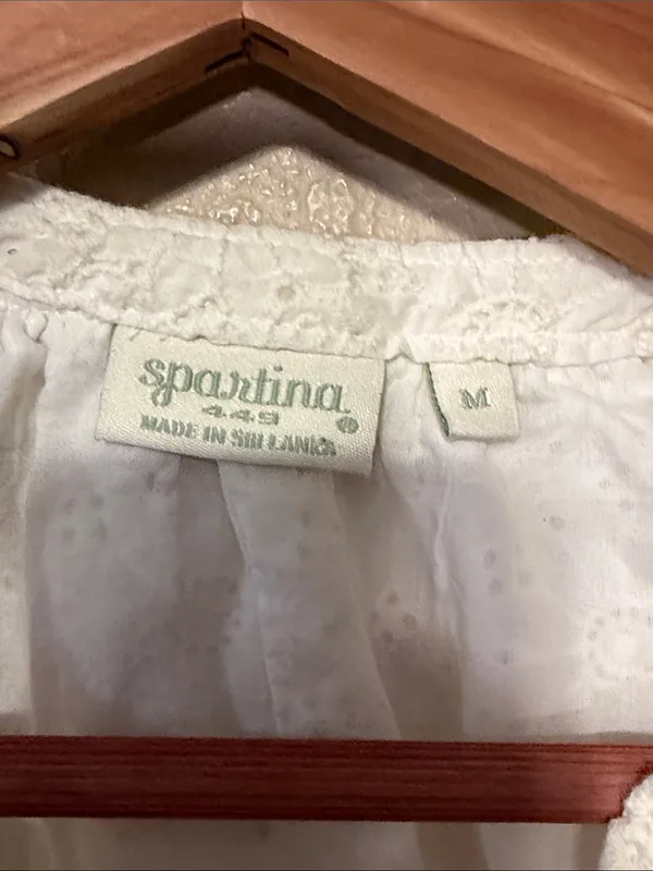 Spartina 449 Poppy Dress Pearl White Daisy Eyelet Size Medium - Image 7