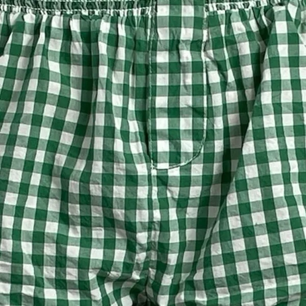 Free People Women's Green Gingham Check High Rise Boxer Lounge Shorts Size XS - Image 4