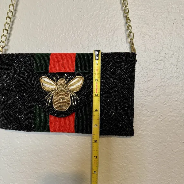 Pria Handcrafted Bee Envelope‎ Black Clutch NWOT Beaded Wallet - Image 6