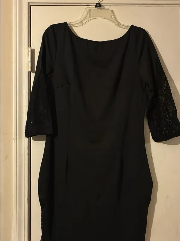& Other Stories Black Long Sleeve Dress with Lace Sleeves - Image 2