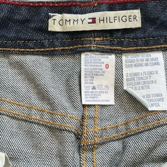 Tommy Hilfiger Women's Denim Midi Skirt Blue 0 Pencil Stretch Y2K Distressed - Image 4