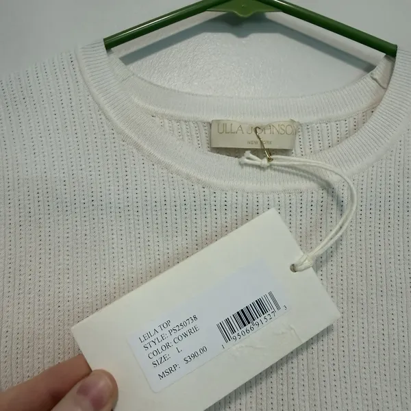 Ulla Johnson NWT Leila Flutter Sleeve and Hem Blouse in‎ Cowrie White Size Large - Image 3