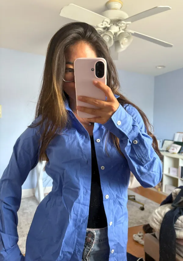 ZARA Blue Button-Up Shirt - Image 2