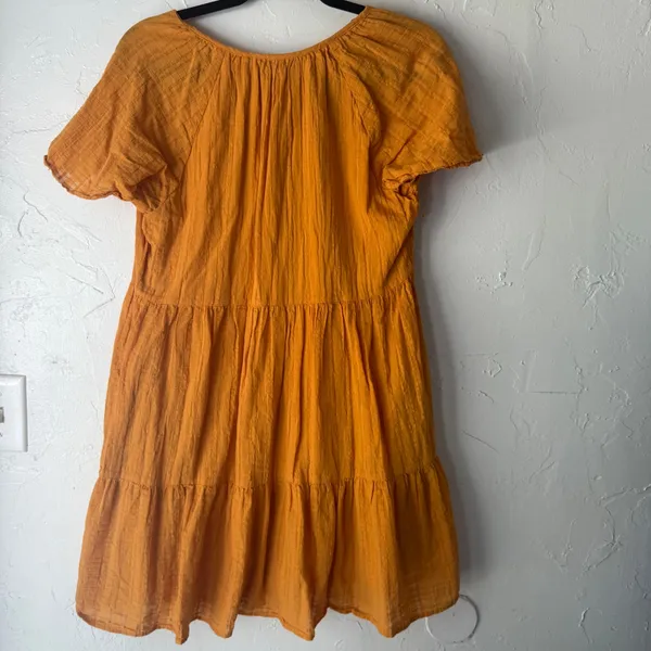 Knox Rose Orange Textured Tiered V Neck Short Sleeve Boho‎ Dress Size S - Image 4
