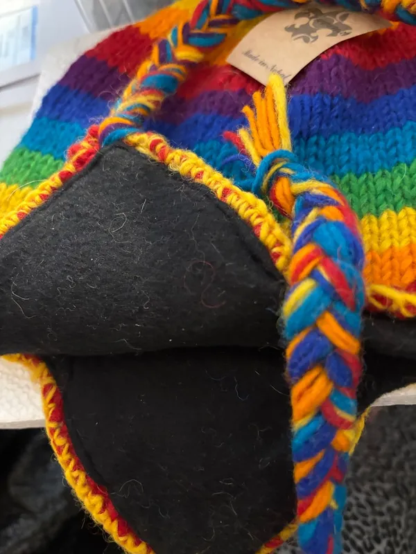 Handmade Rainbow Knit Sherpa Hat - Image 4