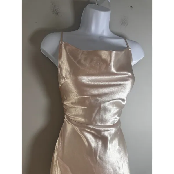 Birdy Grey Lisa Satin Cowl Neck Maxi Dress Champagne Gold XS Bridesmaid‎ Formal - Image 2