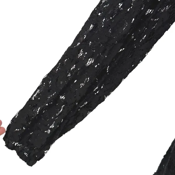 Michael Kors Black Lace‎ Sheer Blouse Lined Long Sleeve Romantic Goth Layered - Image 3