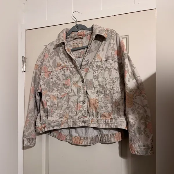We The Free People Opal Swing‎ Floral Denim Jacket Bohemian - Image 3