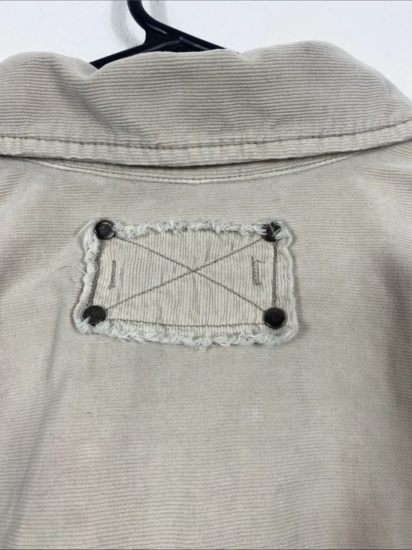 Free People Baby Corduroy Oversized Button Down Shirt Beige Small 100% Cotton - Image 9