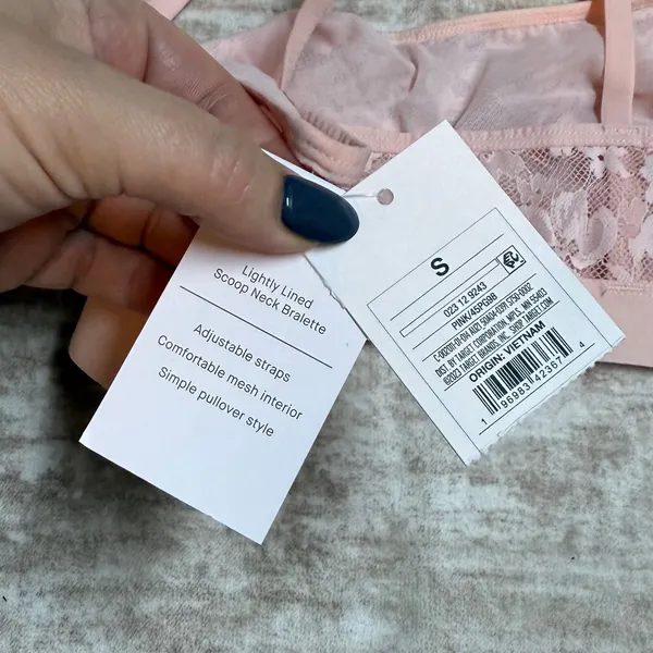 Auden Women’s Small Pink Lace Lightly Lined Scoop Bralette Mesh Pullover New - Image 4