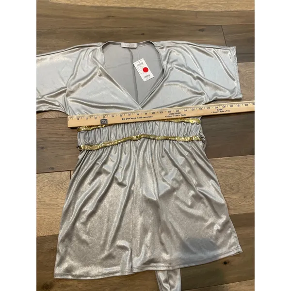 Charlotte Russe V‑Neck Tie‑Back Top Size L Silver Gold New With Tag - Image 6