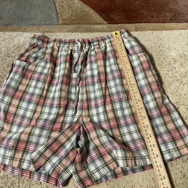 Fashion Bug Granola Plaid‎ Casual Shorts Womens M Multi-Color Elastic Cotton - Image 2